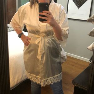 Lace and Satin Ivory Bridal Robe